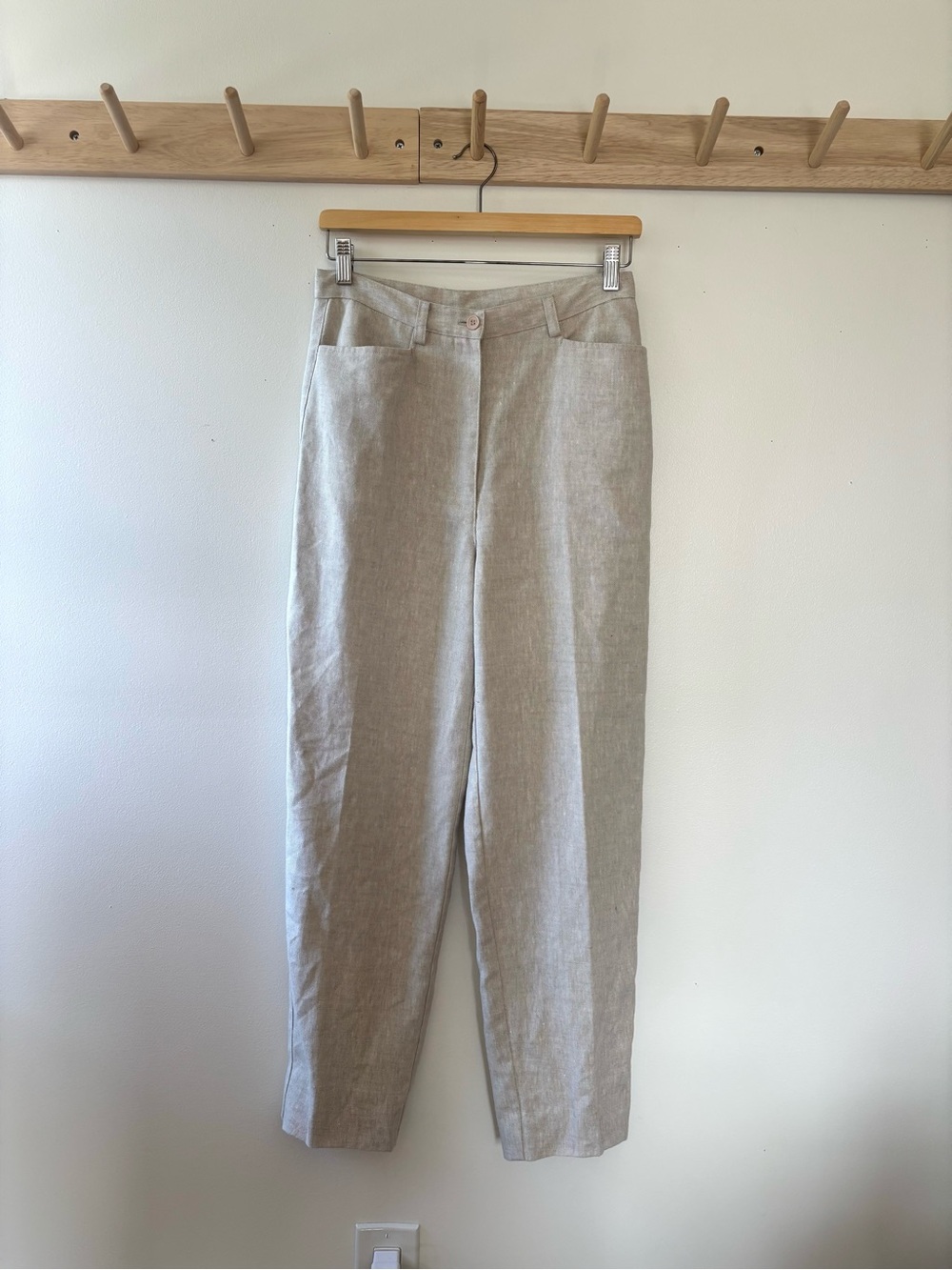 Jones New York Neutral Light Beige Linen Pants